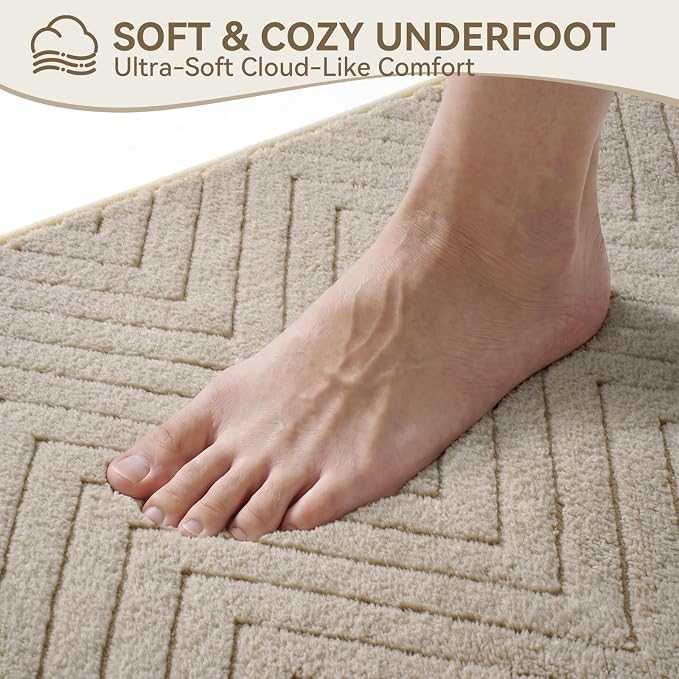 Bathroom Rugs Sets, Thin Non Slip Bath Mat Browm 16"x24"-2 Piece | Quick Dry Absorbent Washable Rubber Backing Bath Rug Shower Mat Bathroom Floor Mat For Sink Bathtub Beside Shower Entrance
