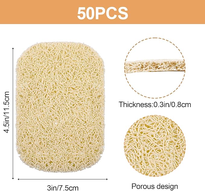 WLLHYF 50 Pcs Soap Savers Pads Draining Lift Pad Non-Slip Soap Holder Pad Dish Soap Holder Bar Draining Soap Bar Mat Soap Saver Dish for Shower Kitchen Bathroom
