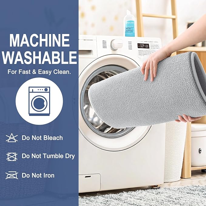 OLANLY Memory Foam Large Bathroom Rug 44x32, Absorbent Bath Mat, Light Grey | Soft Quick Dry Bath Rugs, Non-Slip Carpet, Machine Washable Mat for Bathroom Floor, Tub and Shower, Home Decor Accessories