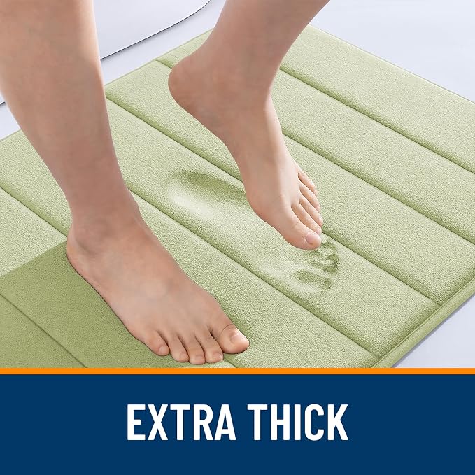 OLANLY Memory Foam Long Bathroom Rugs Runner 47x24, Super Soft Absorbent | Vanilla, Quick Dry Bath Mat, Machine Washable Shower Floor Rugs, Bathmat Carpet for Bathroom Floor, Tub and Shower