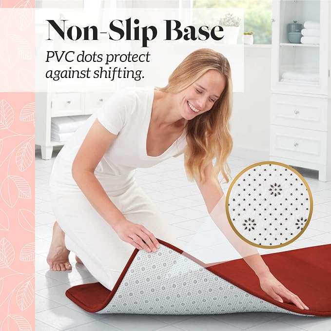 Memory Foam Bath Mat Non Slip Absorbent Super Cozy Velvet Bathroom Rug Carpet (24 inches X 48 inches, Autumn Glaze)