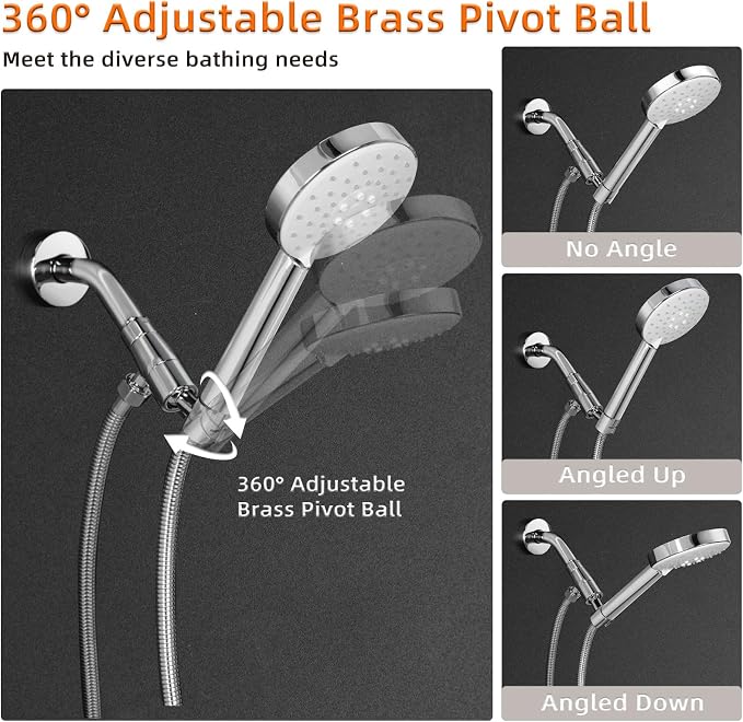 Shower Head Holder,All Metal Handheld Shower Head Holder,Adjustable Shower Arm Mount Bracket,Shower Head Bracket,Chrome,1G1MK
