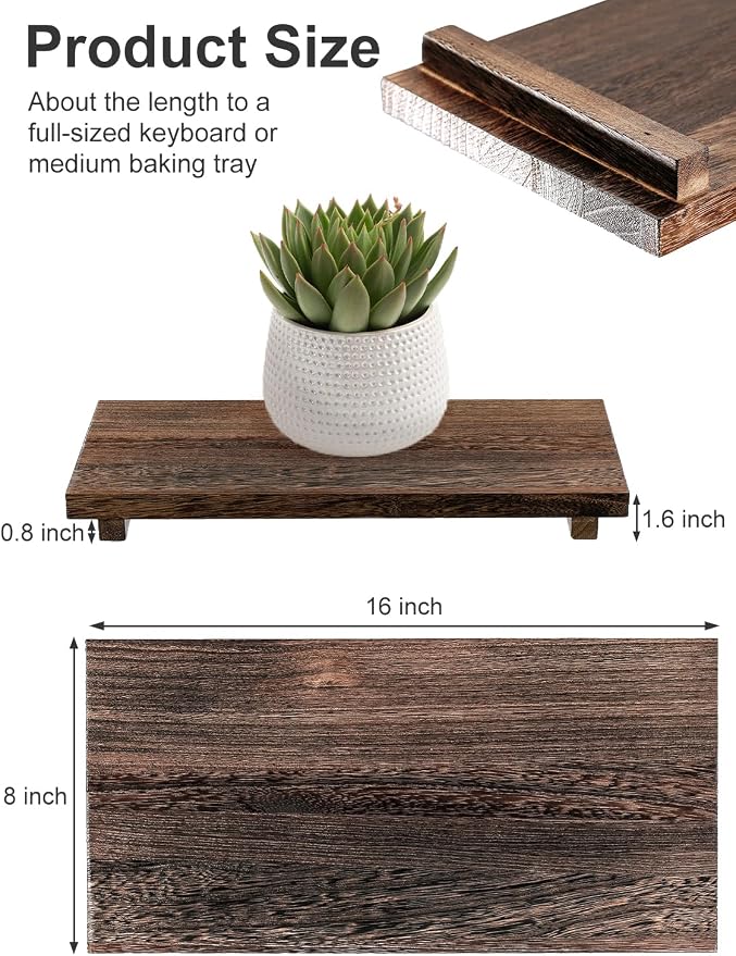 16 x 8 inch Wood Riser Pedestal Stand, Wood Riser for Kitchen Counter | Farmhouse Large Wood Tray for Kitchen Counter, Bathroom Decor, Sink, Soap Dishes, Plant, Bottles, Candles Display, Jewelry