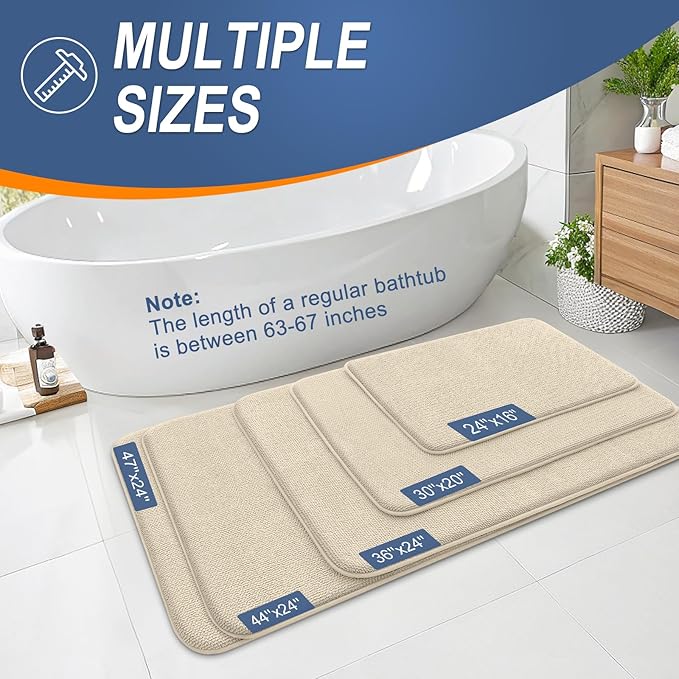 OLANLY Thick Memory Foam Small Bathroom Rug 24x16, Absorbent Bath Mat, Sand | Soft Quick Dry Bath Rugs, Non-Slip Carpet, Machine Washable Mat for Bathroom Floor, Tub and Shower, Home Decor Accessories