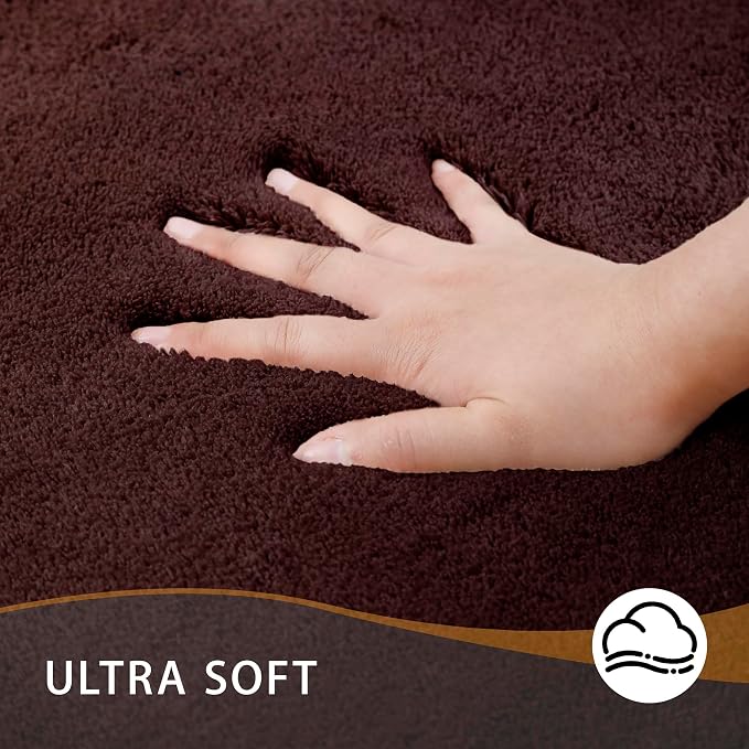 MINIDEAR Bathroom Rugs 47x20 Dark Brown - Thick Memory Foam Bath Mat, Ultra Soft & Plush Fluffy, Non-Slip, Quick Dry, Absorbent Washable Floor Microfiber Mat for Tub, Home Decor Accessories