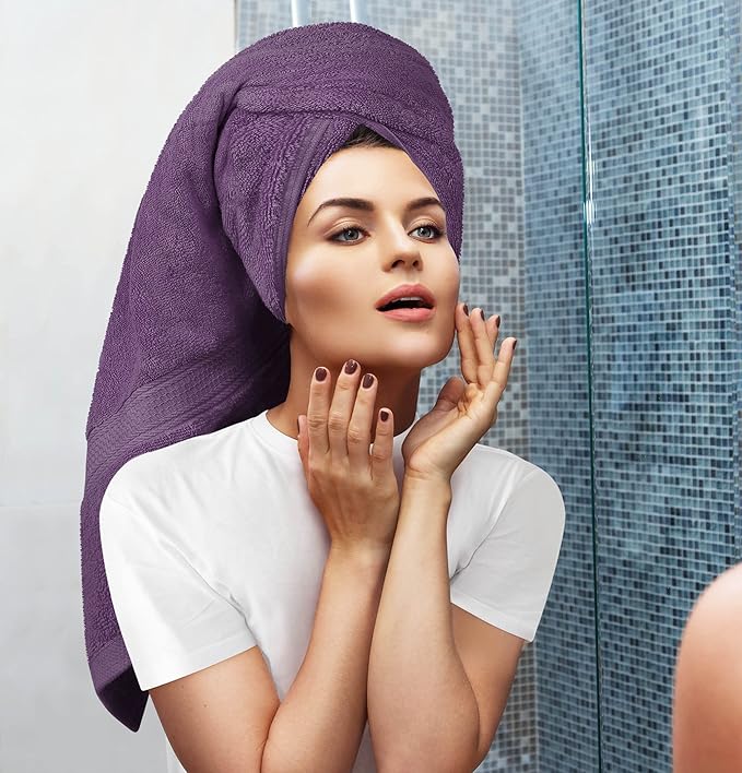 Utopia Towels 8 Piece Luxury Towel Set – Majestic Plush, Super Absorbent & Quicker-to-Dry, Thick 100% Ring Spun Cotton Towels for Bathroom, Spa & Hotel – 2 Bath, 2 Hand, 4 Washcloths, Plum (Pack of 2)