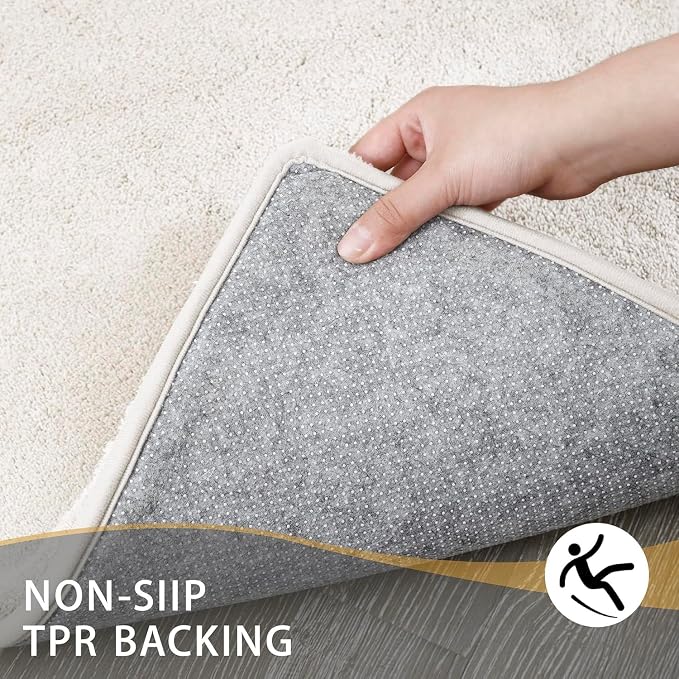 MINIDEAR Bathroom Rugs 24x17 Beige - Thick Memory Foam Bath Mat, Ultra Soft & Plush Fluffy, Non-Slip, Quick Dry, Absorbent Washable Floor Microfiber Mat for Tub, Home Decor Accessories