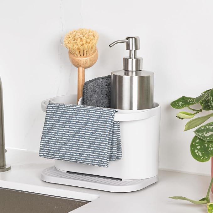 ReBorn Recycled Sink Organizer, Kitchen Sink Organizer, Two Main Compartments, Integrated Dish Cloth Rail, Ribbed and Sloped Base for Draining, Would Made in UK