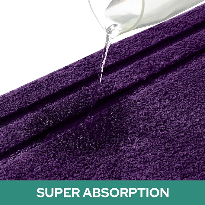 HOMEIDEAS Purple Bathroom Rugs Set of 3, Non Slip Bath Mats | Super Absorbent, Plush Microfiber, Machine Washable, Stain Resistant, Easy Care, Perfect for Modern Bathroom Decor