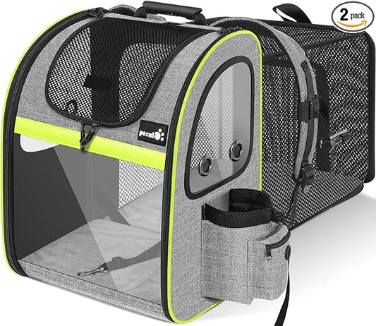 pecute Cat Backpack Expandable, Cat Carrier Backpack with Acrylic Window | Durable Oxford Cloth, Lockable Zipper,Use for Pet Under 11 lbs to Travel