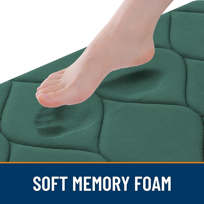 Smiry Memory Foam Bath Mat 47x24, Ultra Soft Absorbent Bathroom Rugs | Hunter Green, Plush Quick Dry and Machine Washable Cushion Bath Mats for Bathroom, Shower, Tub & Home Decor
