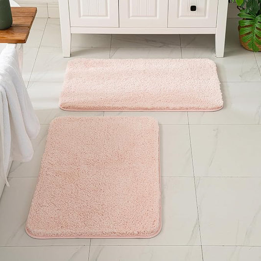 MIULEE Blush Soft Bathroom Rugs Set 2 Piece Soft Bath Mats 20x30 Inch | Soft Absorbent Microfiber Bath Rugs, Non Slip, Quick Dry, Fluffy Bath Rugs for Bathroom Floor Tub Showers, Machine Washable