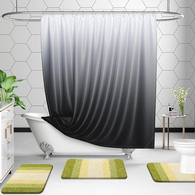 OLANLY Micorfiber Bathroom Rug Set 2 Piece, 30"x20"+24"x16" | Olive Green, Soft Absorbent Bath Rug Set, Non-Slip, Machine Wash Dry, Plush Shaggy Bath Mats for Bathroom