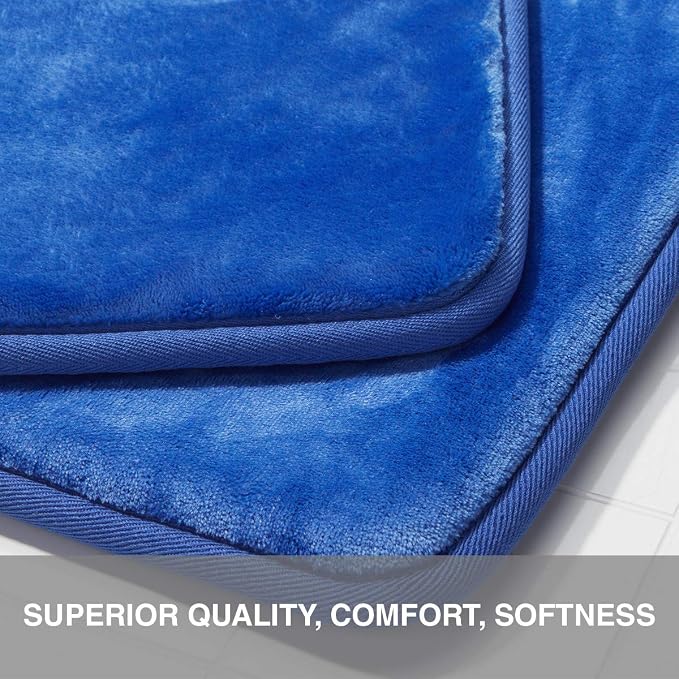 Memory Foam Bath Mat Non Slip Absorbent Super Cozy Velvet Bathroom Rug Carpet (24 inches X 48 inches, Royal Blue)