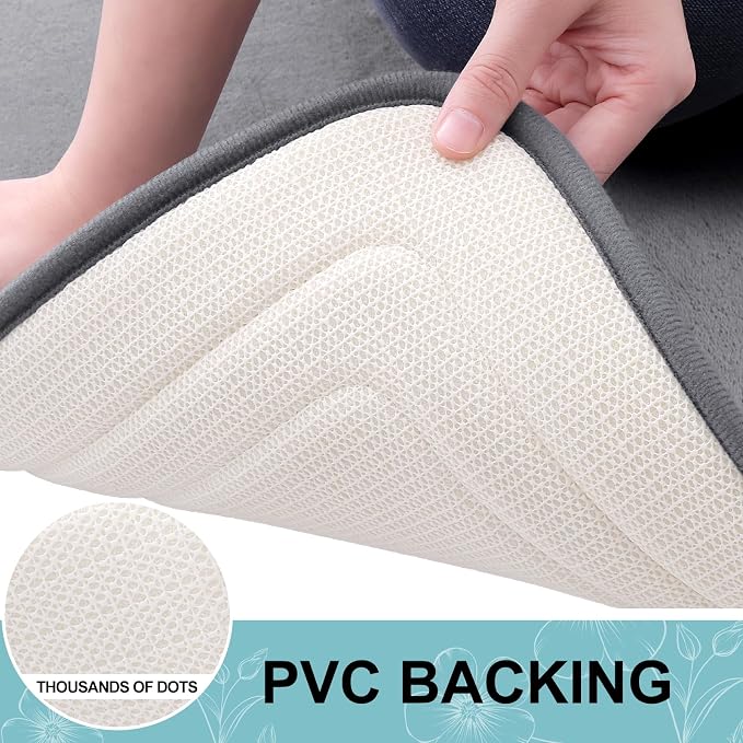 Grandaily Memory Foam Bath Mat Rug 30x20, Ultra Soft, Non-Slip and Absorbent Bathroom Rugs, Machine Wash Dry, Comfortable Bath Carpet for Bathroom Floor, Tub and Shower, Medium Grey