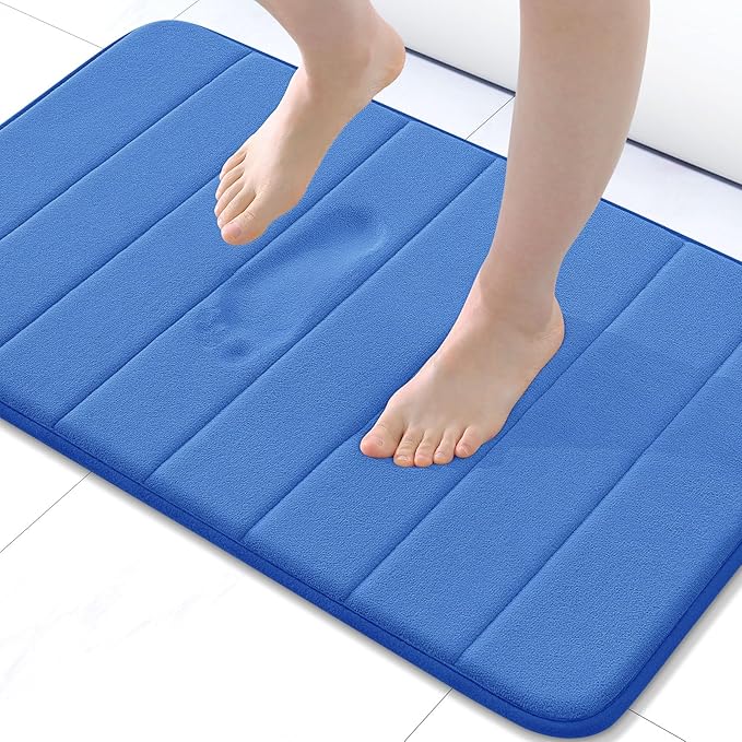 Buganda Memory Foam Bath Mat 24 x 16, Ultra Soft Absorbent Bathroom Rugs | Royal Blue, Machine Washable Quick Dry Bath Mats for Bathroom Floor, Shower and Tub, Home Decor Accessories