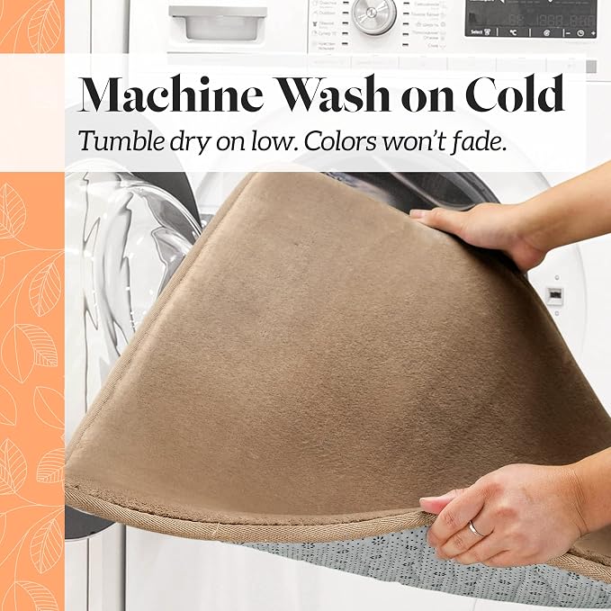 Memory Foam Bath Mat Non Slip Absorbent Super Cozy Velvet Bathroom Rug Carpet (17 inches X 24 inches, Beige