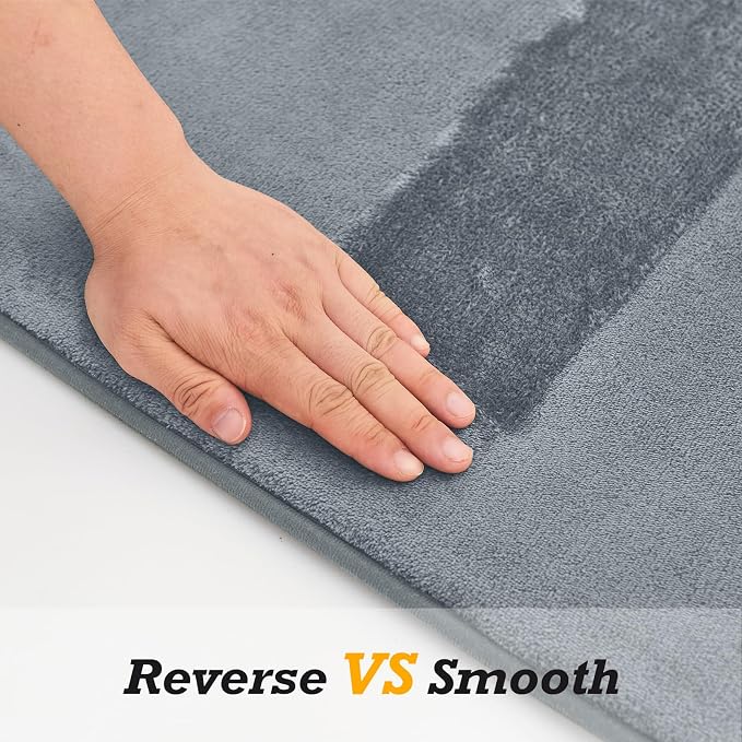 Bathroom Rugs Sets 2 Piece, Non-Slip & Quick Dry Bath Mat Set, Ultra Soft Velvet Bath Rugs for Bathroom, Toilet and Shower Floor, Grey