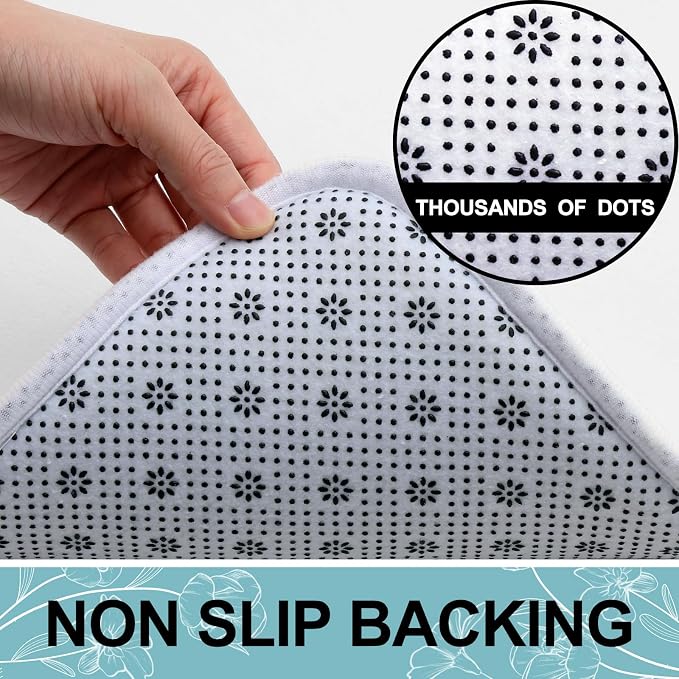 Smiry Memory Foam Bath Mat 47x32, Extra Soft and Absorbent Bathroom Rugs | White, Quick Dry Machine Washable Non-Slip Bath Mat for Bathroom Floor, Shower and Tub