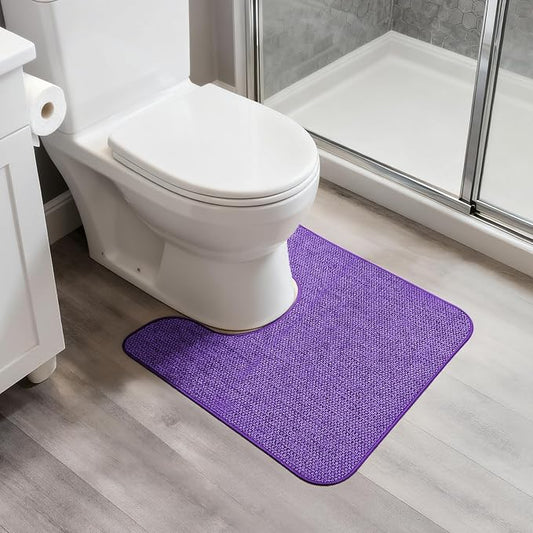 Bosap Toilet Rugs U Shaped Bathroom Rug,Machine Washable Non Slip Quick Dry Super Absorbent Ultra Thin Toilet Mats for Bathroom Toilet.Purple,1'8"x2'(20x24inch)