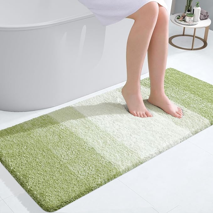 OLANLY Bathroom Runner Rug 47x20, Extra Soft Absorbent Microfiber Bath Rugs | Mustard Yellow, Non-Slip Quick-Drying Rubber Backing, Washable Long Bath Mat for Floor, Tub and Shower, Home Decor