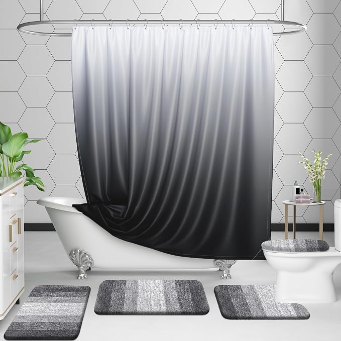 OLANLY Luxury Toilet Rugs U-Shaped 24x20, Soft Absorbent Microfiber Mat | Grey, Non-Slip Quick-Drying Rubber Backing, Machine Washable Plush Contour Bath Mat for Toilet Base, Home Decor Accessories