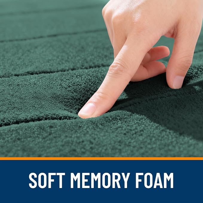 OLANLY Memory Foam Long Bathroom Rugs Runner 59x24, Super Soft Absorbent | Blackish Green, Quick Dry Bath Mat, Machine Washable Shower Floor Rugs, Bathmat Carpet for Bathroom Floor, Tub and Shower