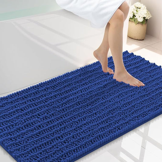 Smiry Bathroom Rugs 44X24, Extra Soft Rubber Backing Chenille Bath Mats | Royal Blue Machine Washable Non Slip Quick Dry Bath Mats for Bathroom Floor, Tub, Shower, Home Decor Accessories