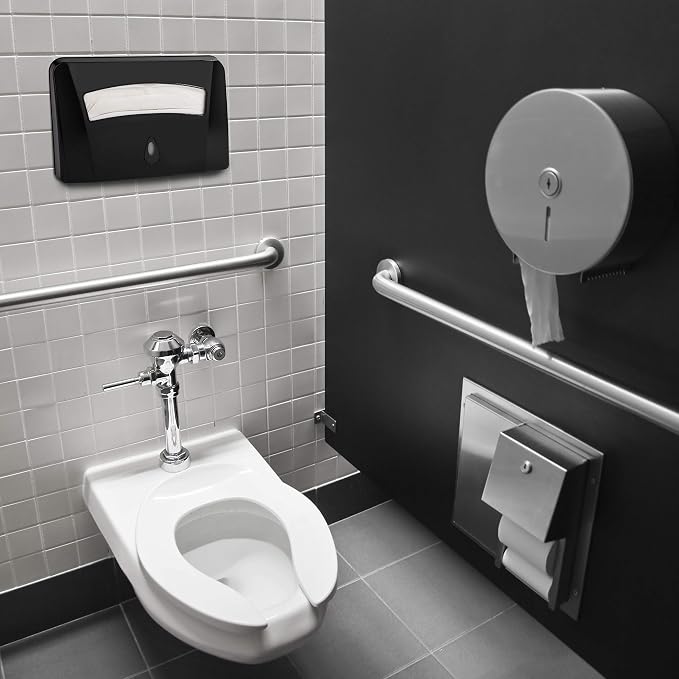 Toilet Seat Cover Dispenser by Oasis Creations –Wall Mount – Heavy Duty Commercial or Residential – Black