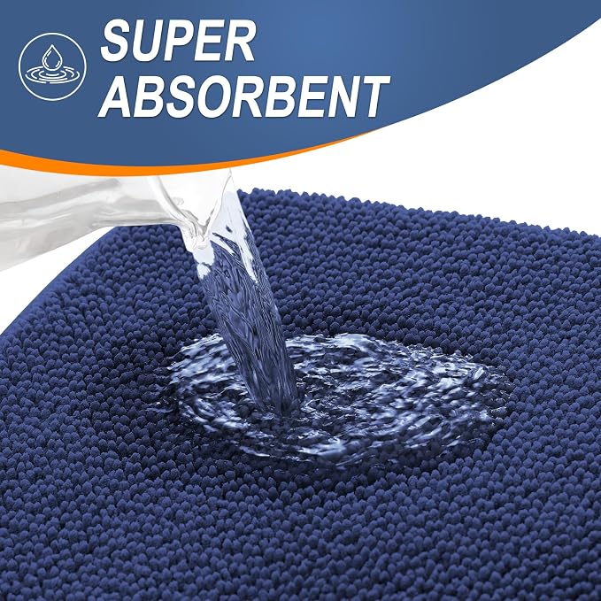 OLANLY Memory Foam Bathroom Runner Rugs 44x24, Long Mats, Twilight Sapphire | Soft Quick Dry Bath Rugs, Non-Slip, Absorbent Machine Washable Mat for Bathroom Floor, Tub and Shower, Home Decor Accessories