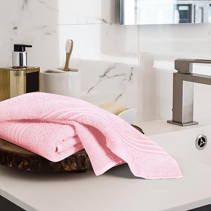 BOUTIQUO Ultra Soft Cotton 6 -Piece Hand Towel Set 16x24 Inch, Ideal for use in Bathroom, Kitchen, Gym, Spa & General Cleaning, Compact & Lightweight Multi Purpose Hand Towels - Pink