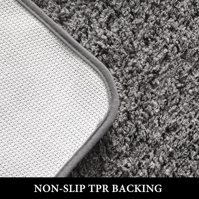 MIULEE Grey Bathroom Rugs Set 2 Piece Soft Bath Mats 16x24+20x30 Inch | Soft Absorbent Microfiber Bath Rugs, Non Slip, Quick Dry, Fluffy Bath Rugs for Bathroom Floor Tub Showers, Machine Washable