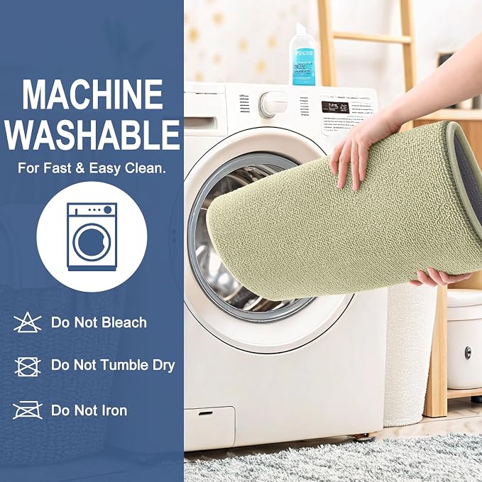 OLANLY Memory Foam Small Bathroom Rugs 24x16, Absorbent Bath Mat, Vanilla | Soft Quick Dry Bath Rugs, Non-Slip Carpet, Machine Washable Mat for Bathroom Floor, Tub and Shower, Home Decor Accessories