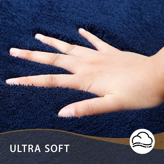 MINIDEAR Bathroom Rugs 24x17 Navy Blue - Thick Memory Foam Bath Mat, Ultra Soft & Plush Fluffy, Non-Slip, Quick Dry, Absorbent Washable Floor Microfiber Mat for Tub, Home Decor Accessories