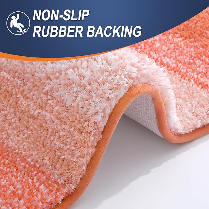 OLANLY Bathroom Runner Rug 59x20, Extra Soft Absorbent Microfiber Bath Rugs | Coral, Non-Slip Quick-Drying Rubber Backing, Machine Washable Long Bath Mat for Floor, Tub and Shower, Home Decor Accessories