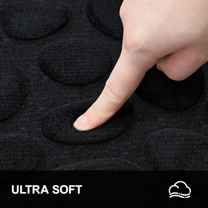 Stone Bath Mats, 32x20 Non-Slip Memory Foam Bathroom Rug, Black | TPR Rubber Backing,Ultra Soft,Highly Absorbent,Machine Washable,Quick Dry for Tub and Shower, Home Decor Accessories