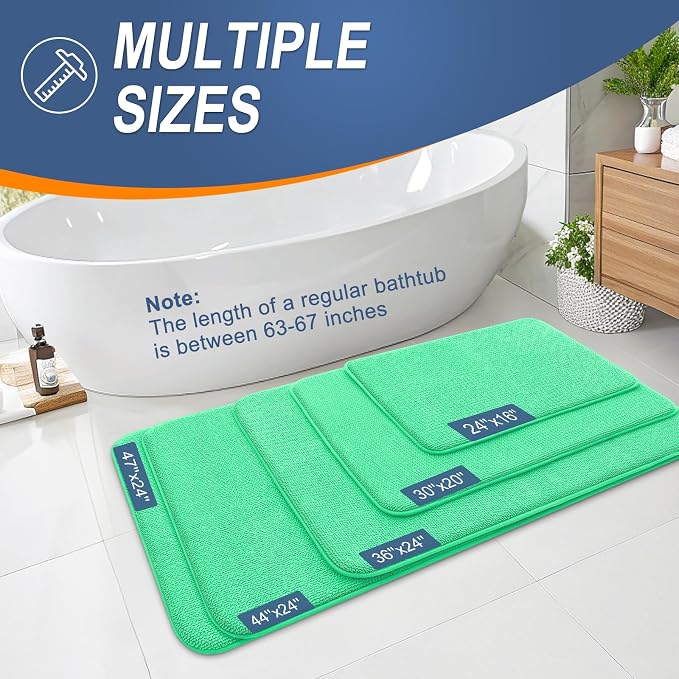 OLANLY Memory Foam Bathroom Runner Rugs 44x24, Long Bath Mats, Mint Green | Soft Quick Dry Bath Rugs, Non-Slip, Absorbent Machine Washable Mat for Bathroom Floor, Tub and Shower, Home Decor Accessories