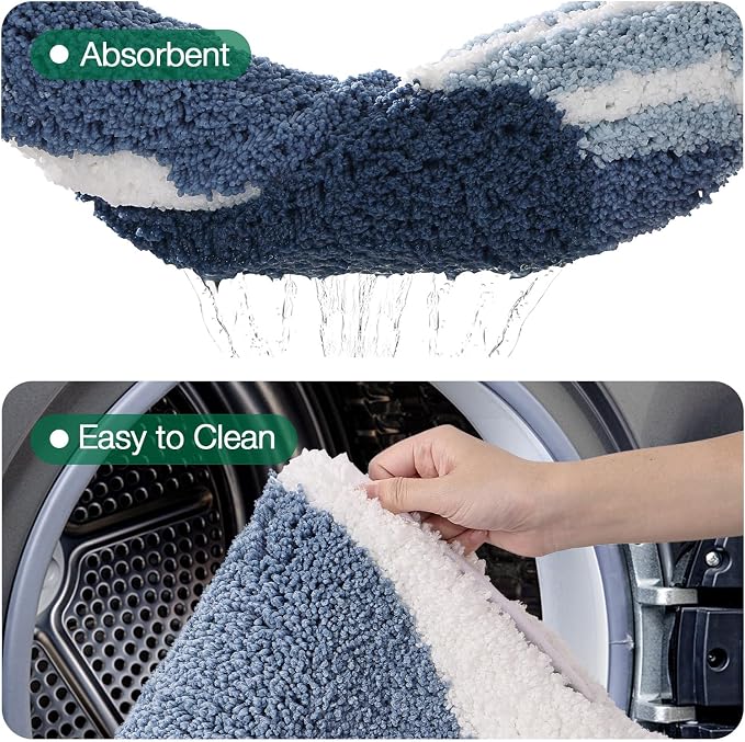 LUMI Cute Animal Bathroom Rugs, Plush Absorbent Bath Mats for Bathroom, Non-Slip Backing Washable Bath Mat, Ideal for Shower Sink Bathtub Room Decor, 20"x35", Deep Whale
