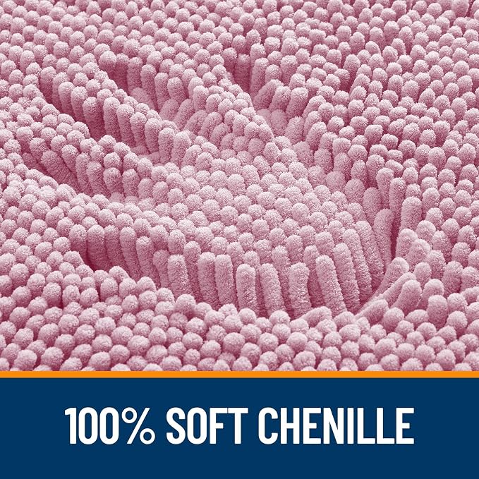 OLANLY Large Bathroom Rugs 44x32, Extra Soft Absorbent Chenille Bath Rugs | Dusty Rose, Quick-Drying Rubber Backing, Machine Washable Bath Mat for Bathroom Floor, Tub and Shower, Home Decor Accessories