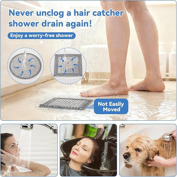 Shower Drain Hair Catcher,2pcs,Hair Catcher for Bathroom Drain,Sink,Bathtub | Tub Drain Cover Protector,Easy Installation Clean,Prevents Clogged For Bathroom/Kitchen/Laundry Room Floor Drain,Sink,Bathtub