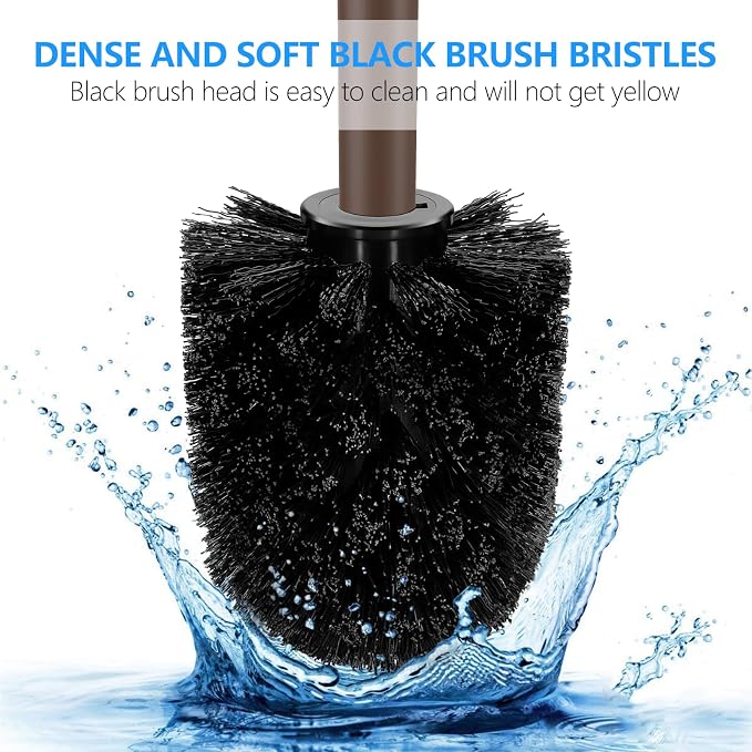 SetSail Toilet Brush, Compact Size Toilet Bowl Brush and Holder Toilet Brushes for Bathroom with Stainless Steel Handle Toilet Cleaner Brush with Durable Scrubbing Bristles, 3 Packs,Brown
