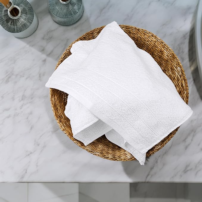 6 Piece Hand Towels Set 16 x 28 Inches, White | 100% Cotton, Lighter Weight, Quick to Dry, 16 x 28 Inches, Super Soft & Absorbent, Perfect for Bathroom & Kitchen