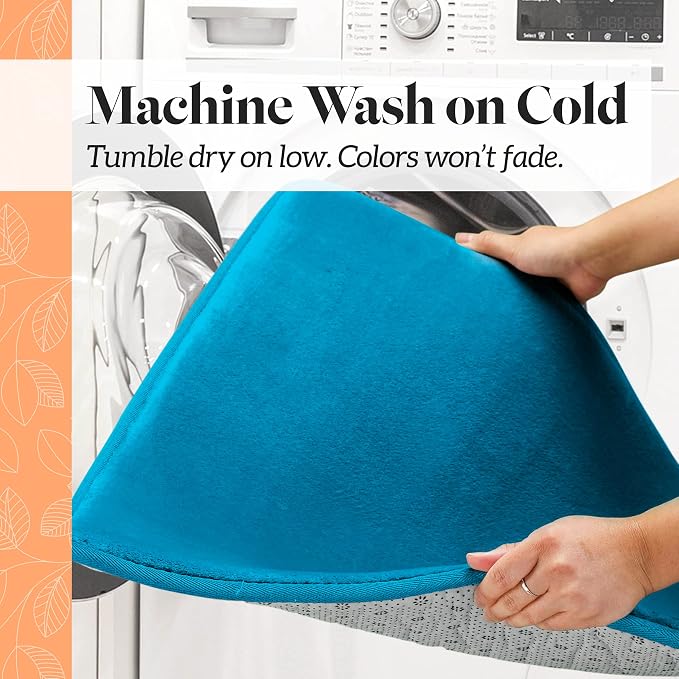 Memory Foam Bath Mat Non Slip Absorbent Super Cozy Velvet Bathroom Rug Carpet (24 inches X 48 inches, Caribbean Sea)