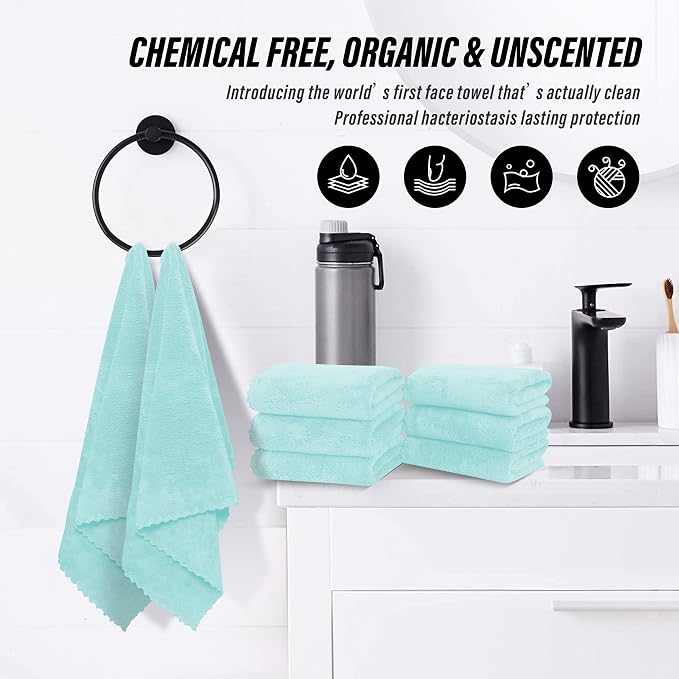 MOONQUEEN 6 Pack Premium Hand Towels - Quick Drying - Microfiber Coral Velvet Highly Absorbent Towels - Multipurpose Use as Hotel, Bathroom, Shower, Spa, Hand Towel 16 x 28 inches(Frozen Blue)