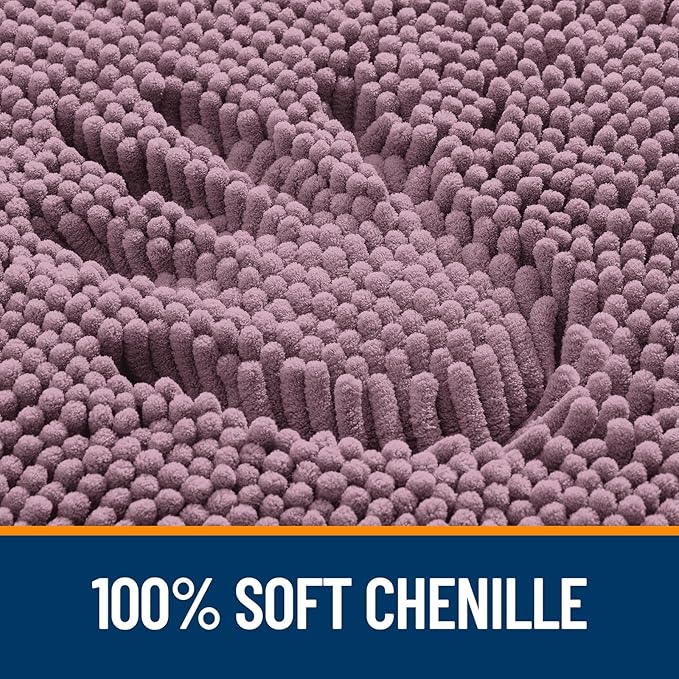 OLANLY Bathroom Rugs 35x24, Extra Soft Absorbent Chenille Bath Rugs | Deep Plum, Quick-Drying Rubber Backing, Machine Washable Bath Mat for Bathroom Floor, Tub and Shower, Home Decor Accessories