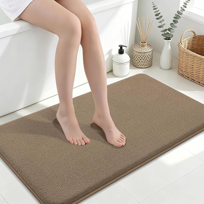Smiry Memory Foam Bath Mat 40x24, Extra Soft Absorbent Bathroom Rugs | Camel Quick Dry, Machine Washable Bath Mats for Bathroom, Shower, Tub and Home Decor Accessories