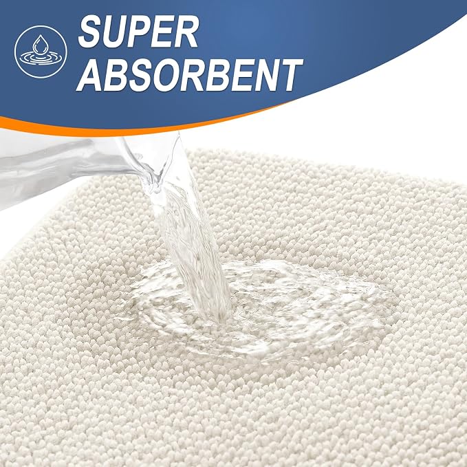 OLANLY Memory Foam Bathroom Runner Rugs 47x17, Absorbent Long Mat, Ivory | Soft Quick Dry Bath Rugs, Non-Slip Carpet, Machine Washable Mat for Bathroom Floor, Tub and Shower, Home Decor Accessories