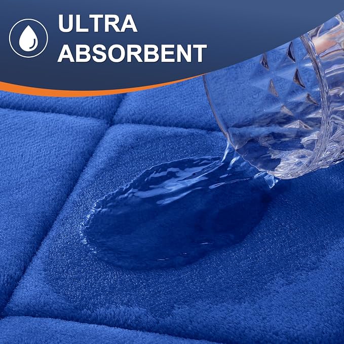 OLANLY Memory Foam Bath Mat 59x34, Ultra Soft and Absorbent Bathroom Rugs | Royal Blue, Quick Dry, Machine Washable Shower Bath Rugs, Comfortable Bath Carpet for Bathroom Floor, Tub and Shower