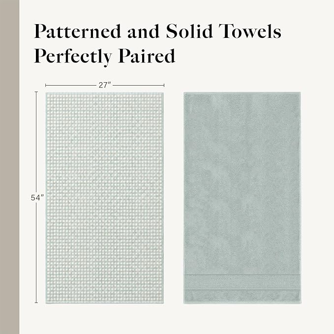 Modern Threads 6 Piece Cotton Bath Towel Set – Ultra Soft 600 GSM Towels – Bathroom Set with Hand Towels and Washcloths – Waffle (Sage Mist)