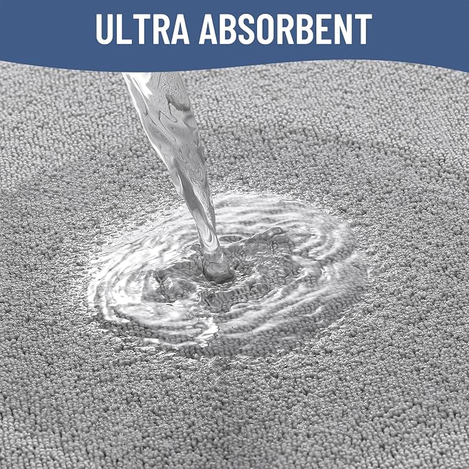 Smiry Memory Foam Bath Mat 59x24, Extra Soft Absorbent Bathroom Rugs | Grey Quick Dry, Machine Washable Bath Mats for Bathroom, Shower, Tub and Home Decor Accessories